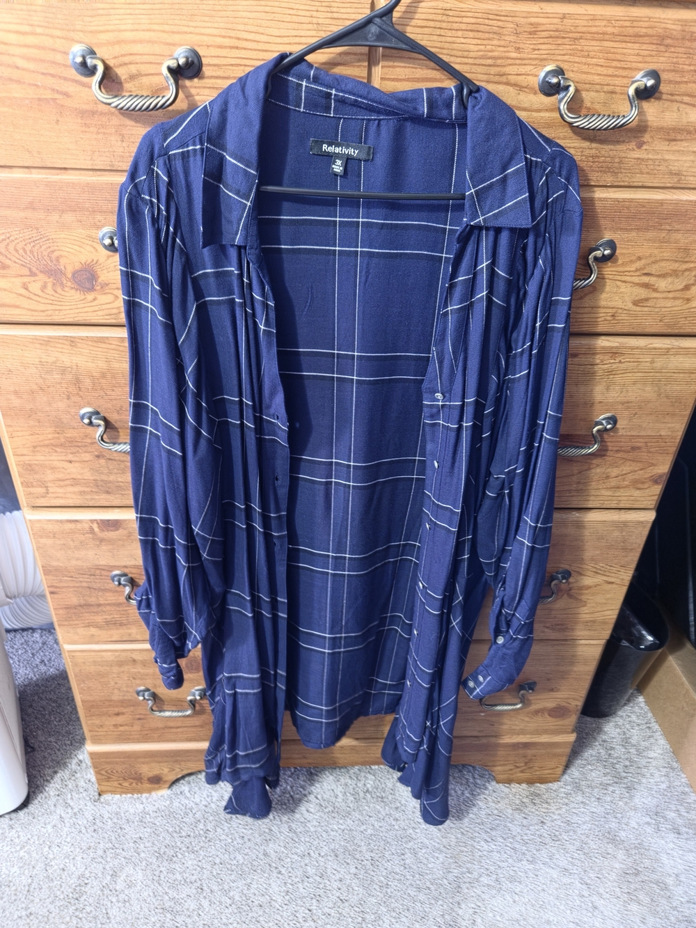 Relativity Navy Grid Lightweight Layering Top